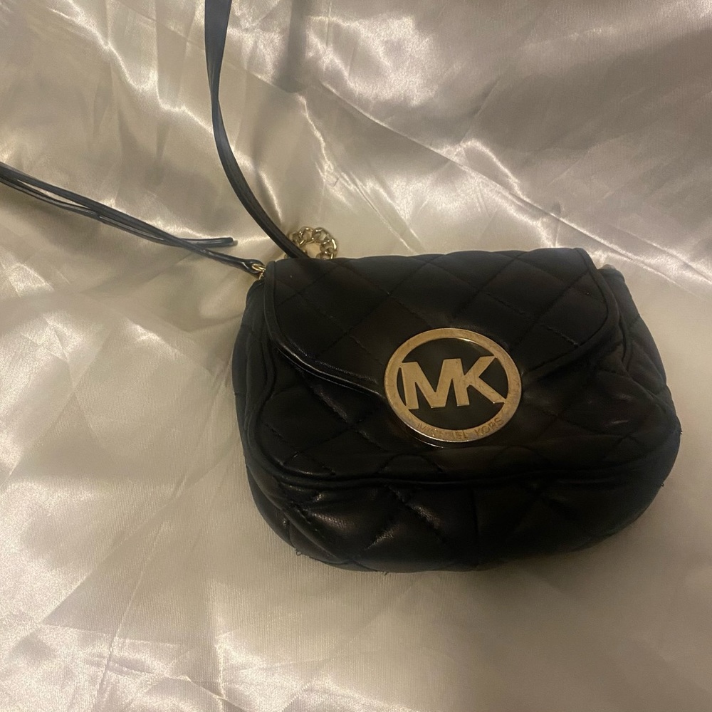Black Michael Kors cross body leather bag